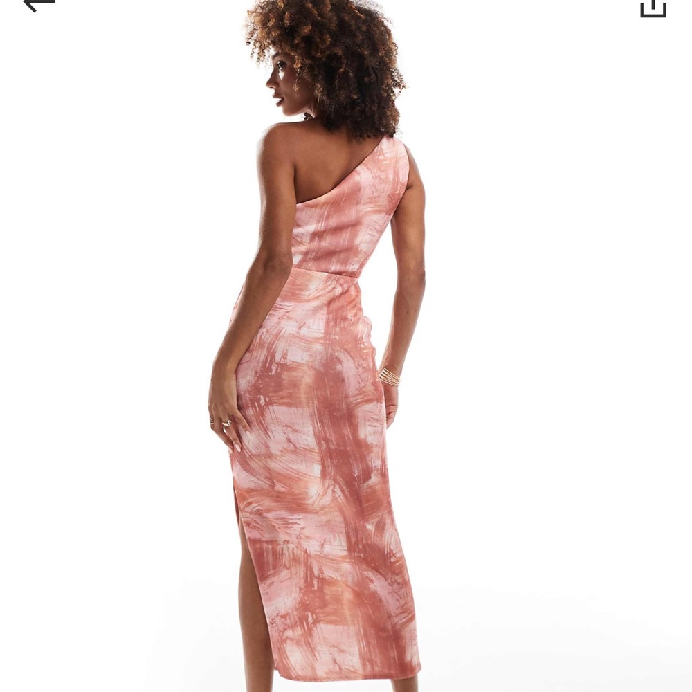 ASOS Pink Abstract One-Shoulder Dress - Picture 3 of 3
